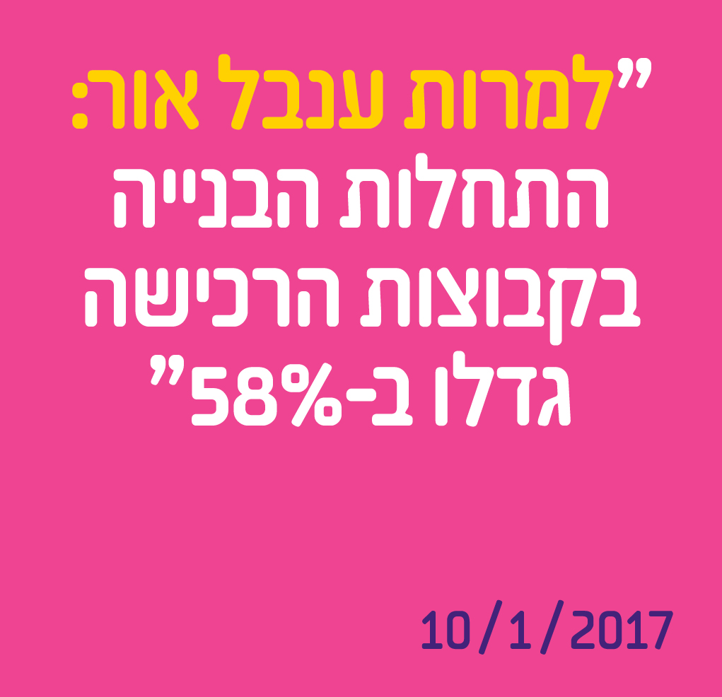 למרות ענבל אור: התחלות הבנייה בקבוצות הרכישה גדלו ב־58%
